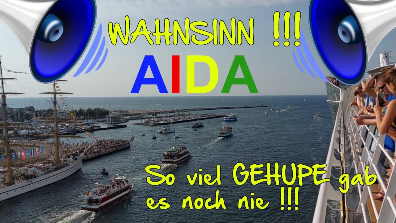 AIDAdiva verlässt Warnemünde 13.08.22, unglaubliches Hupkonzert