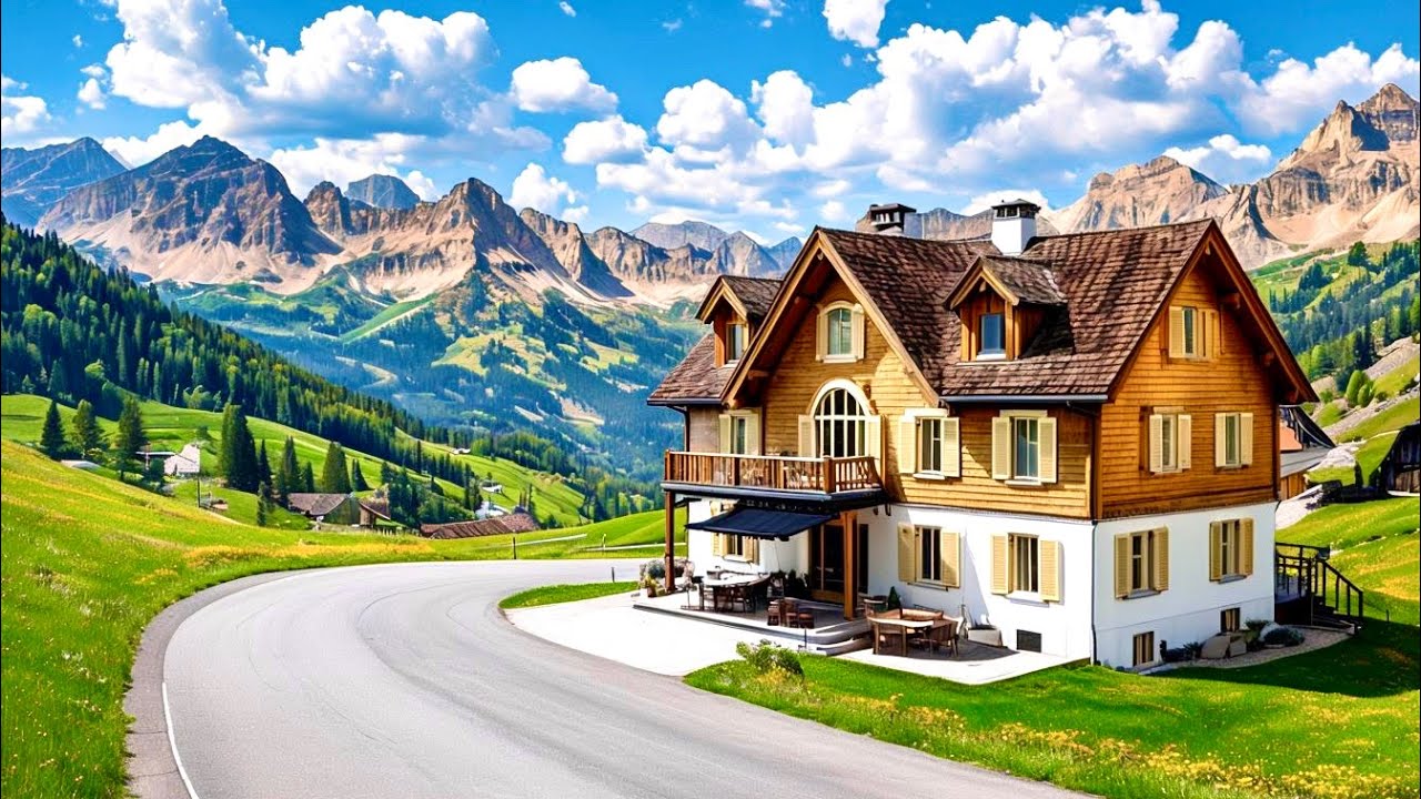 Swiss Alps Sunset Drive with Calming Music 