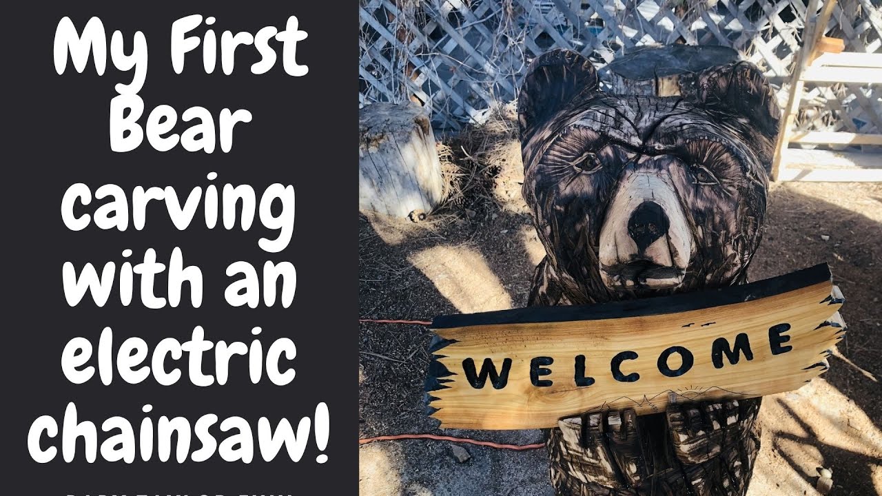 My First Bear Carving With an Electric Oregon CS 1500 Chainsaw