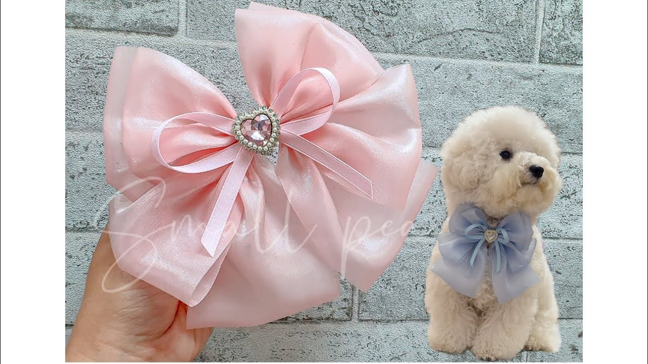 春感流光紗大蝴蝶結｜寵物領結蝴蝶結｜DIY髮飾教學｜緞帶蝴蝶結｜手作蝴蝶結髮飾 Ribbon Bow #小豆苗手作坊