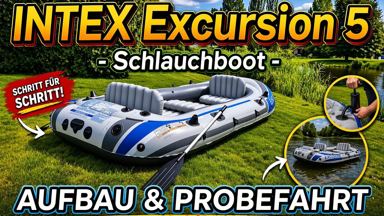 XXL Intex Excursion 5 Schlauchboot | Aufbau & Probefahrt im Center Parcs Sandur