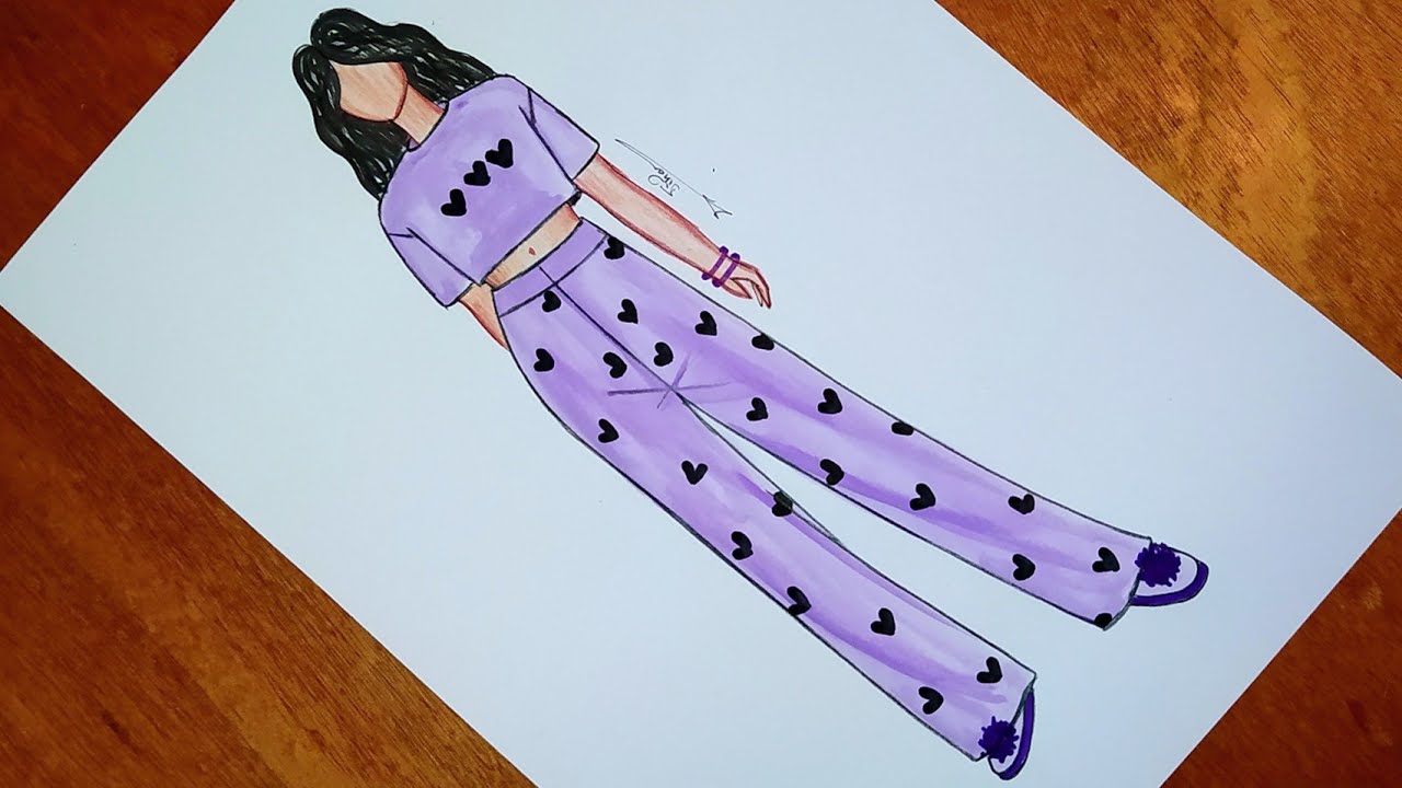 تعلم رسم بيجامة سهلة جدا خطوة بخطوة | رسم ازياء | رسم سهل