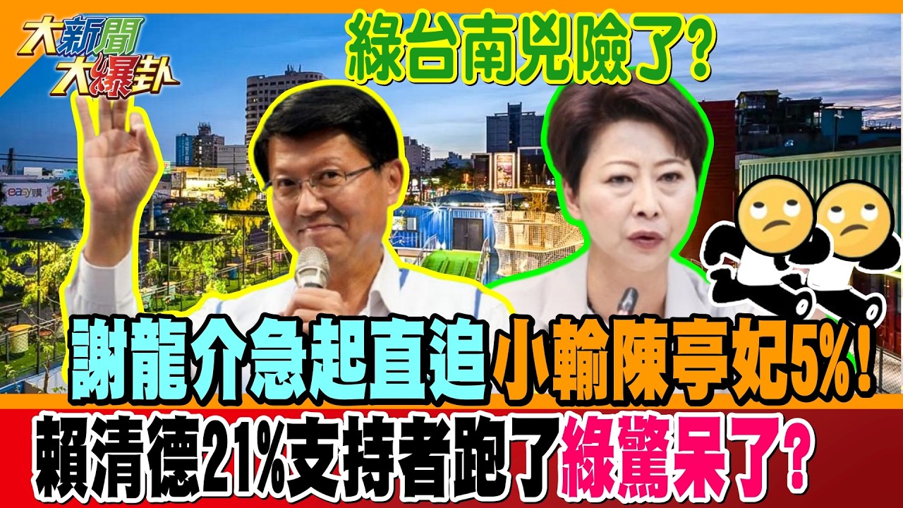 綠台南兇險了?謝龍介急起直追小輸陳亭妃5%!賴清德21%支持者跑了綠驚呆了?【#大新聞大爆卦】精華版3  @大新聞大爆卦HotNewsTalk