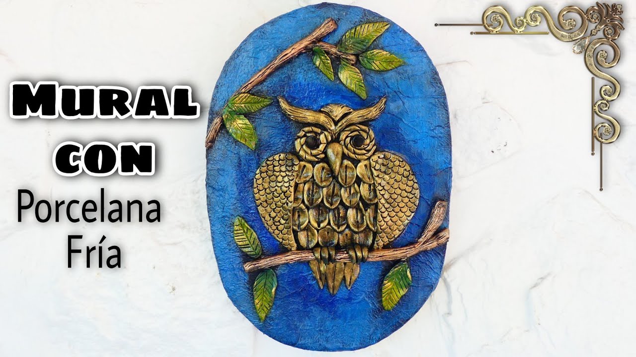 Mural decorativo con buho de porcelana fria / Como hacer manualidades con reciclaje.