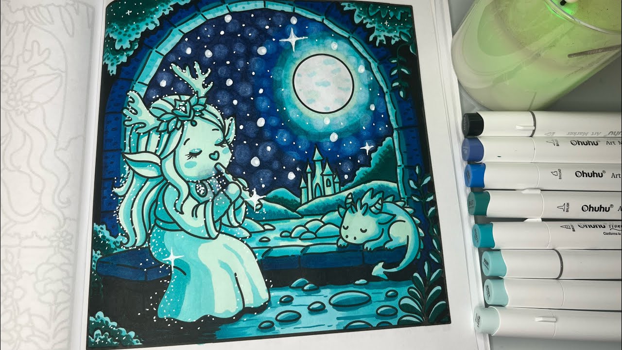 Forgotten Tales by Anna Emilia | Color With Me | Ohuhu Alcohol Markers #adultcoloring #relaxingasmr