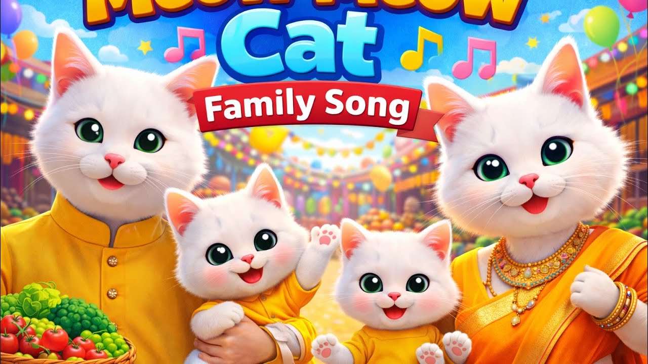 🐾 Meow Meow Papa Cat | Happy Cat Family Song  | Fun Market Song for Kids | 