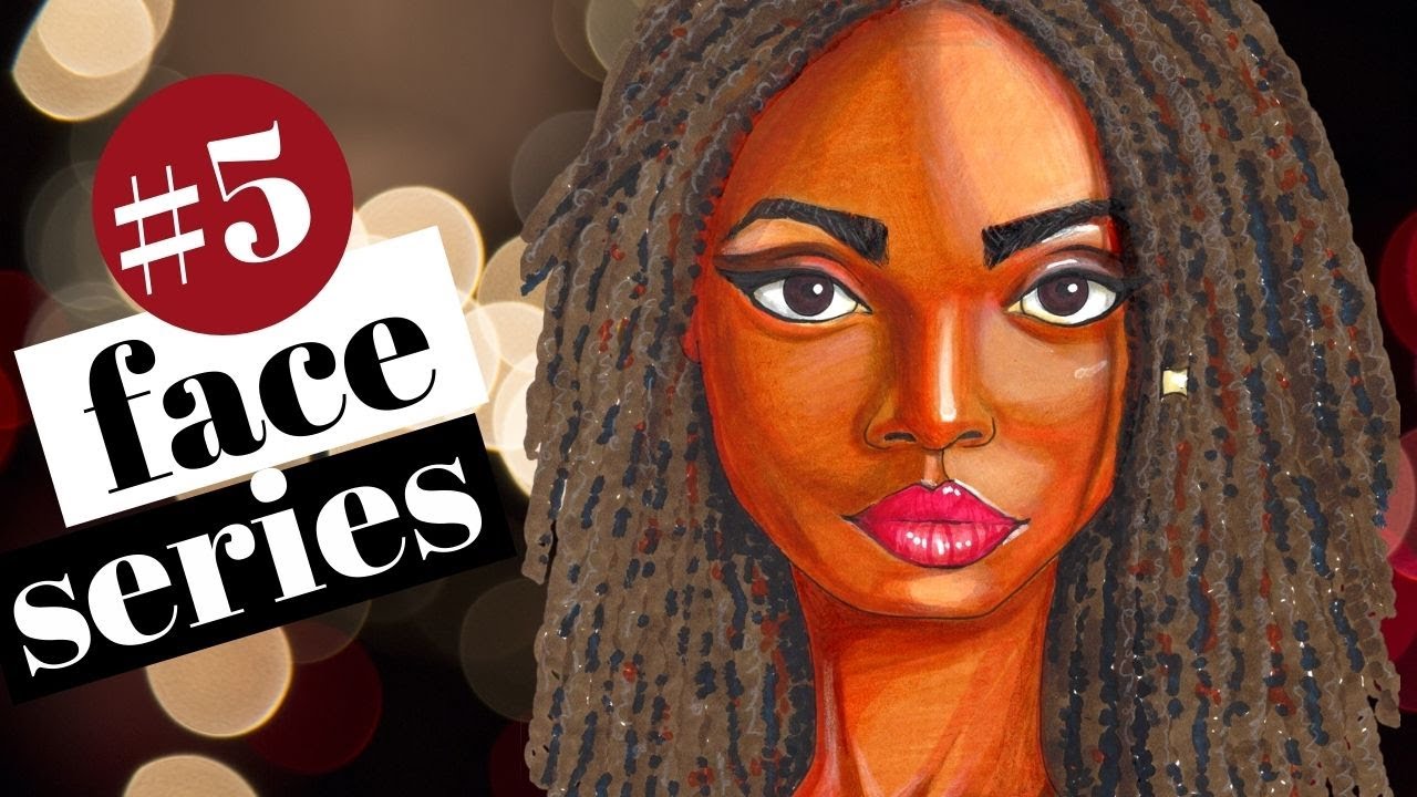 How to DRAW & SHADE a WHIMSICAL African American Face with Dreadlocks in Copics (Whimsical Women #5)
