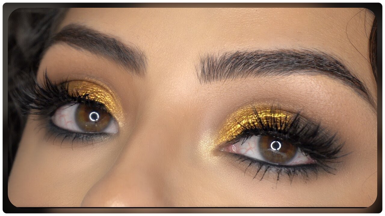 GOLD SMOKEY EYE W/BOLD RED LIP | Using Makeup By Mario Master Mattes & Metals palette