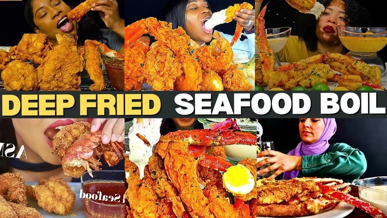 🔥 CRUNCHY-CRISPY DEEP-FRIED SEAFOOD | Mukbang Compilation ASMR #asmr #mukbang #seafood #food #messy