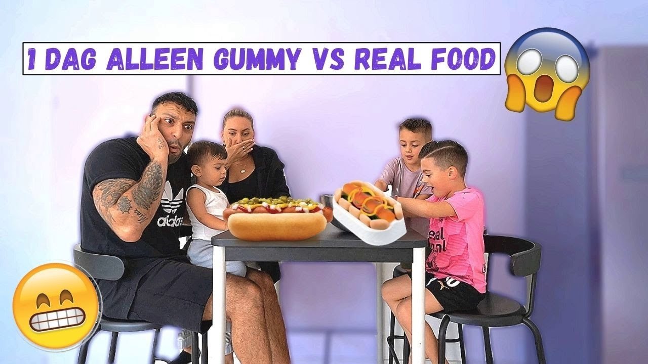 GUMMY VS REAL FOOD CHALLENGE *MAAR DAN DE HELE DAG DOOR* | LAKAP JUNIOR
