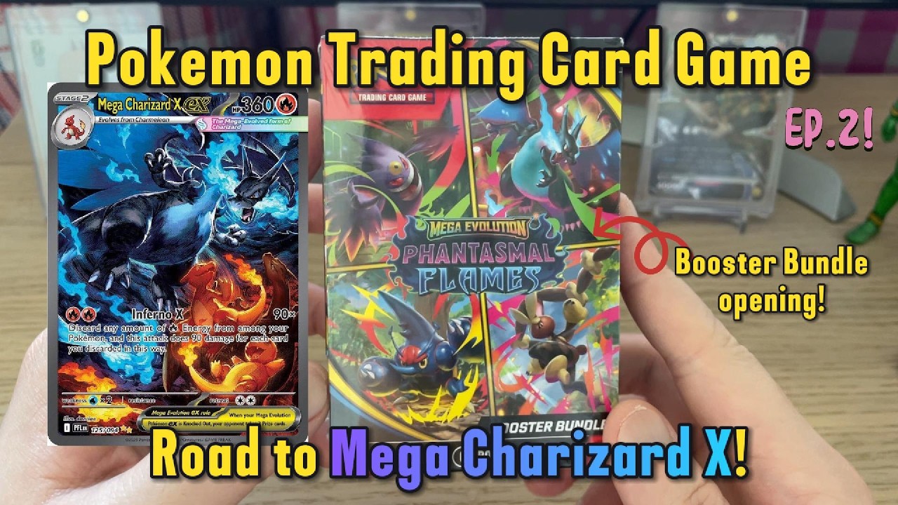 Road to my 1st Mega Charizard X special illustration rare! Phantasmal Flame Booster Bundle opening!