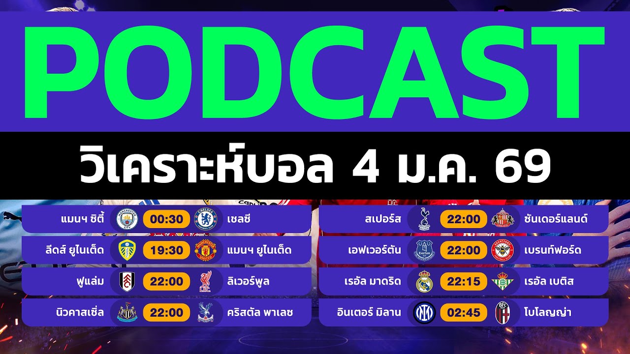 PODCAST วิเคราะห์บอลวันนี้ วันอาทิตย์ ที่ 4 มกราคม 2569 by ไฮไลท์บอลเด็ด #วิเคราะห์บอล
