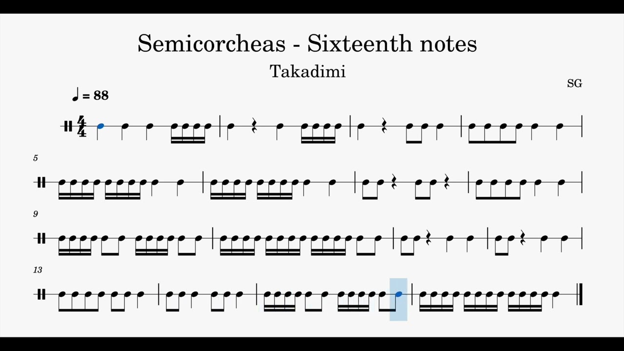 Semicorcheas 1 (Sixteenth notes) - Takadimi