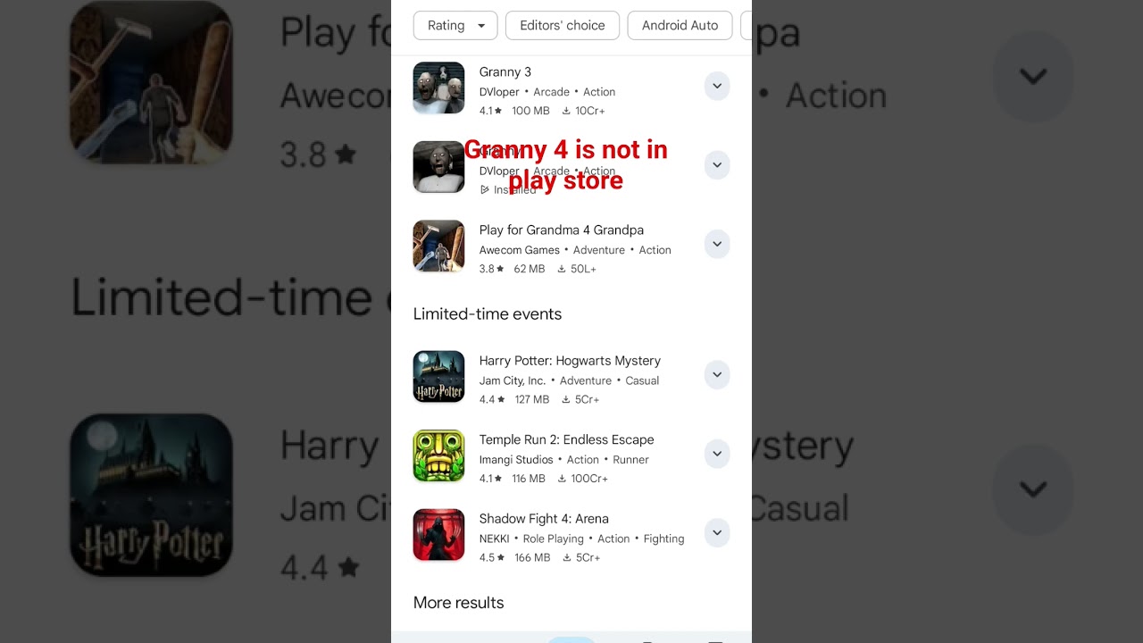 granny 4 is not in Play Store but