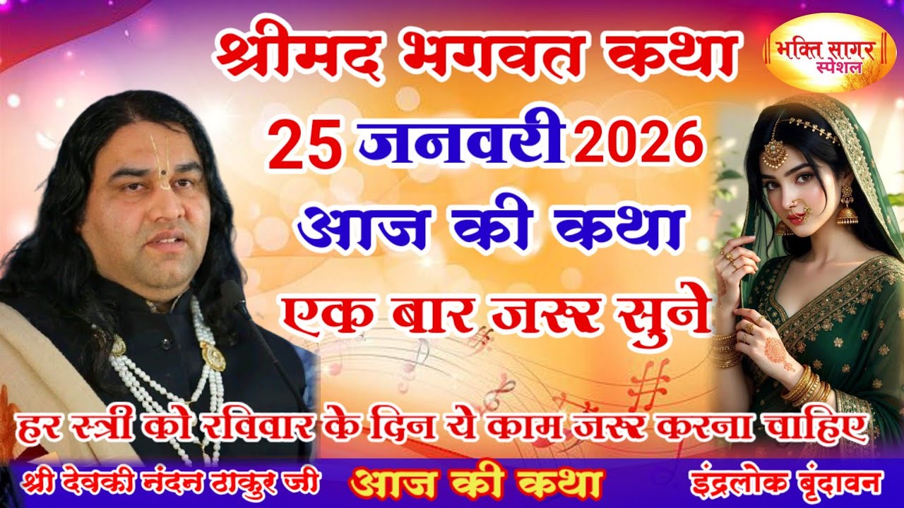 आज की कथा 💥 Shri Devkinandan Thakur Ji 💥#shreemadbhagwatkatha #रविवार की कथा# 25  जनवरी 2026