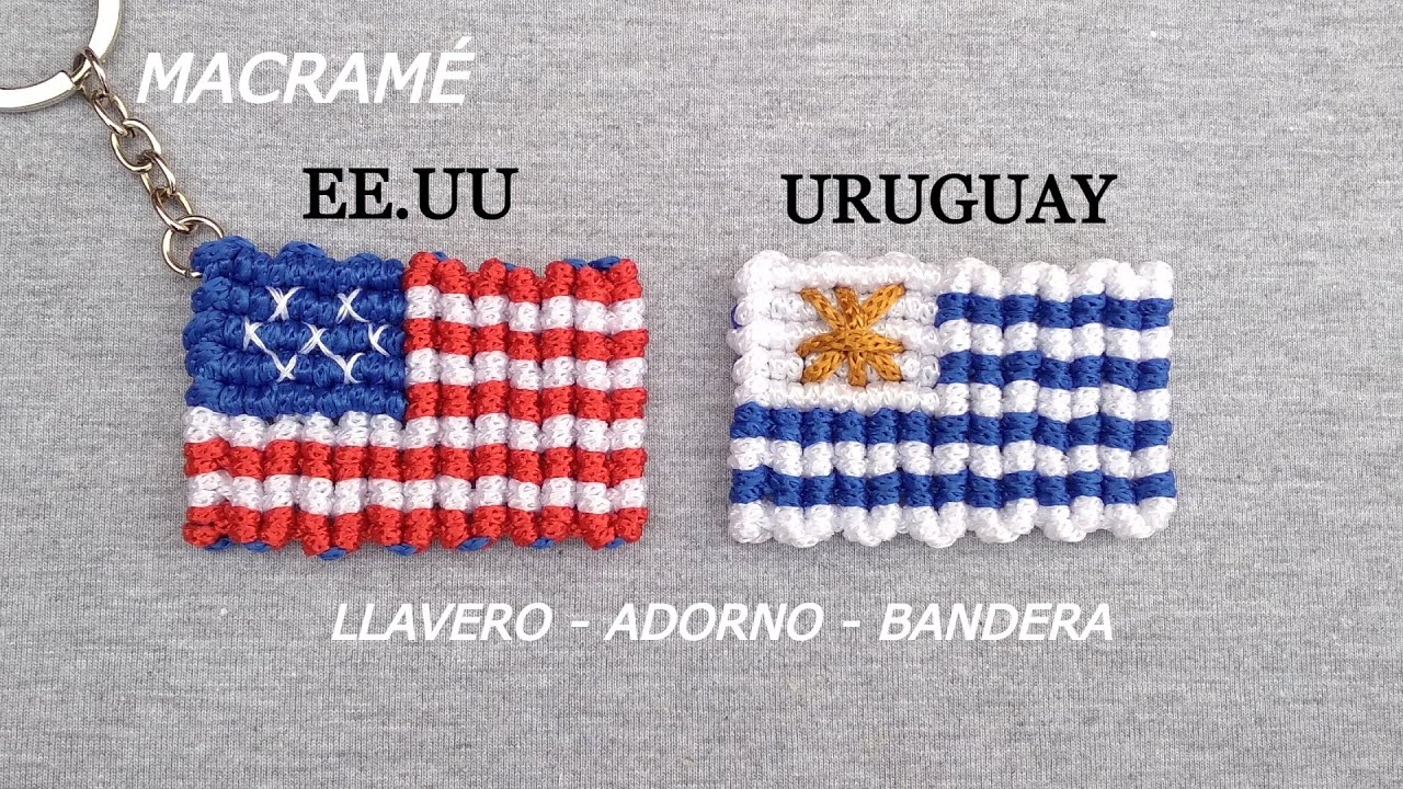 Bandera 🇺🇸 🇺🇾 llavero macramé