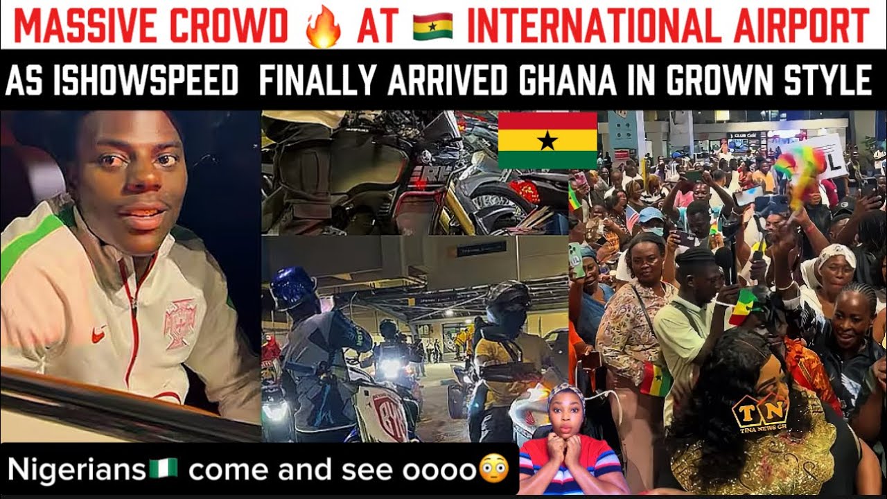 OMG 💃Massive Crowd 🔥 At Ghana International Airport As Ishowspeed Finally arrived Ghana 🇬🇭🇳🇬