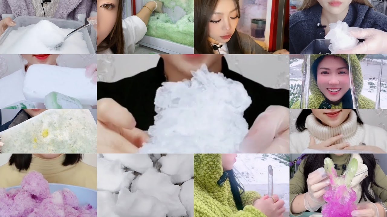 ( ONLY BITES ) ASMR ICE EATING  SOFT ICE / FREEZER FROST ICE / HARD ICE / CRUSHED ICE / FLAVORED ICE
