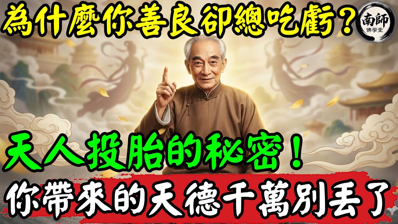 天人投胎的秘密！為什麼你善良卻總吃虧？南懷瑾：這是你帶來的“天德”，千萬別丟了#南懷瑾 #南懷瑾智慧 #南師佛學堂 #轉世投胎 #前世今生 #天人 #天界 #六道輪迴 #靈魂 #覺醒