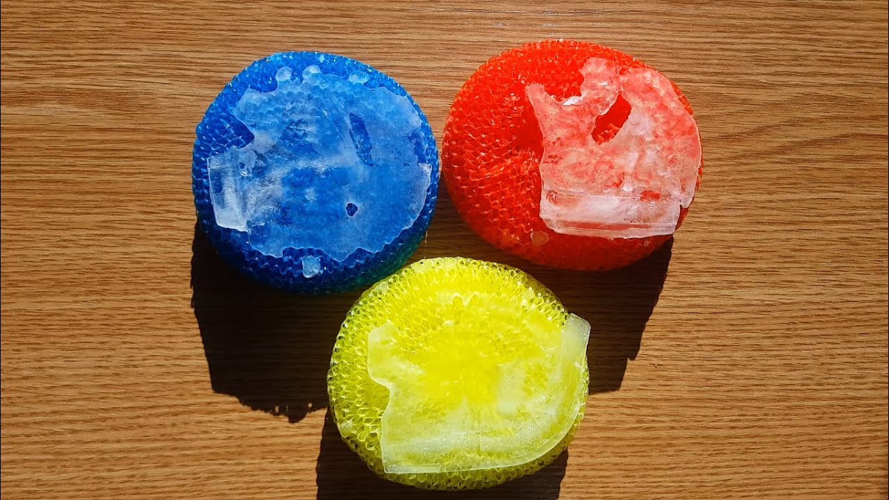 Frozen plastic sponges squeezing, tearing & DRY squeezing with the mic |WATCH IN HD|