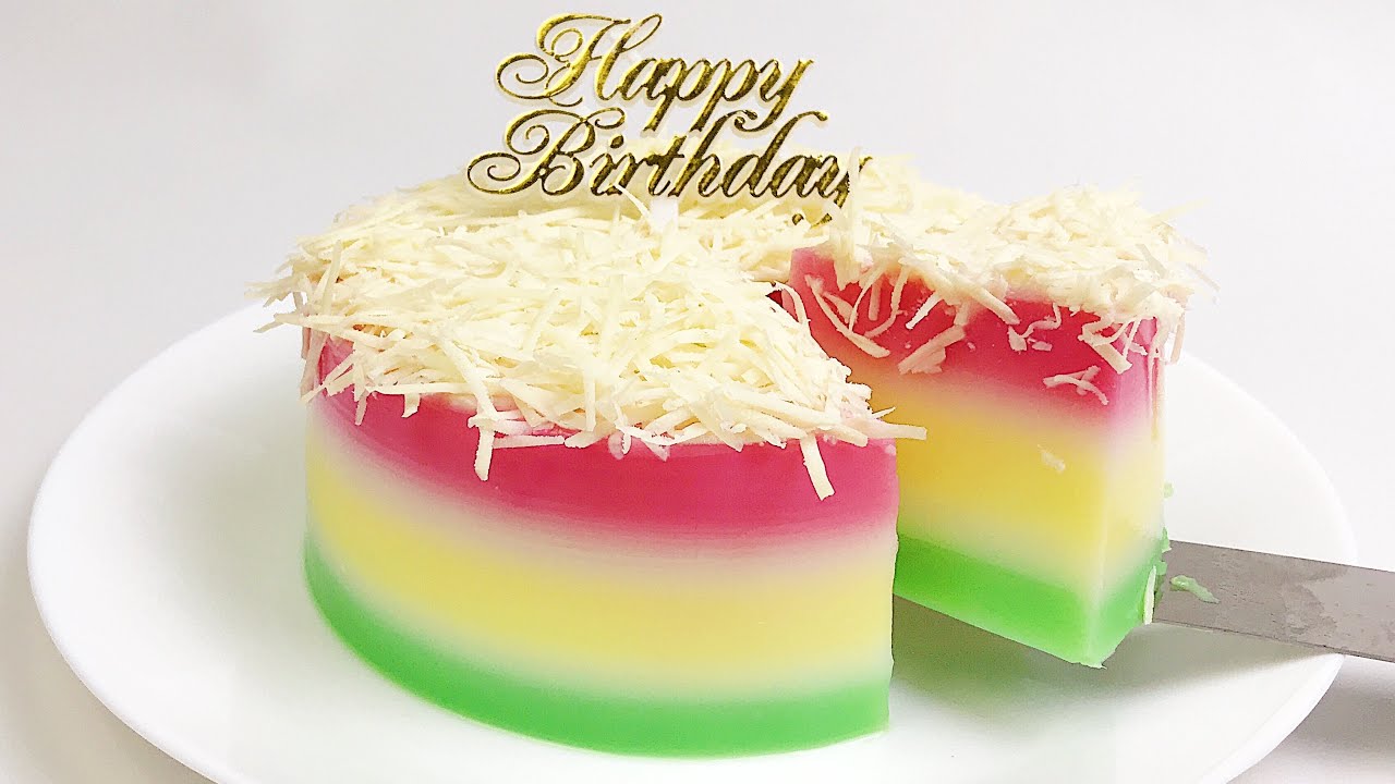 PUDING ULANG TAHUN RAINBOW DARI SUSU TANPA TAMBAHAN PEWARNA