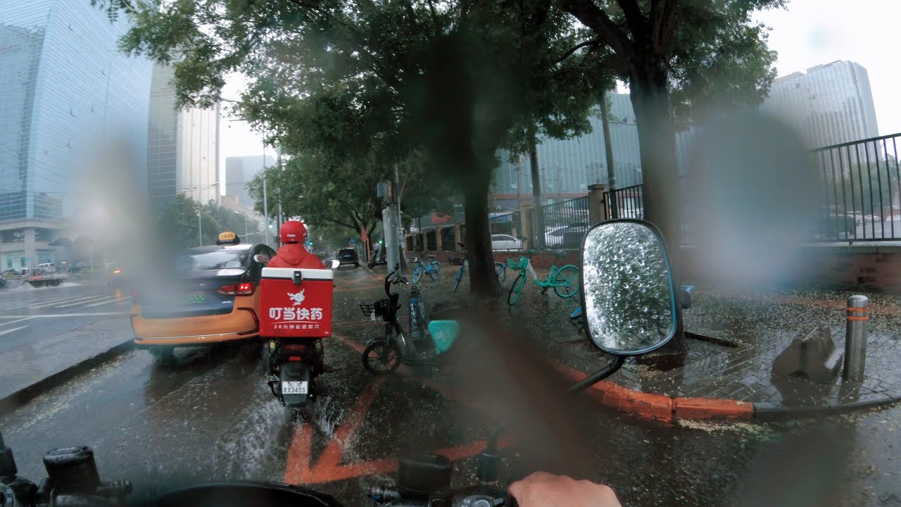 Beijing | Street view | Cycling in heavy rain | Xiaoyun Road | Dongzhimen | Beixinqiao