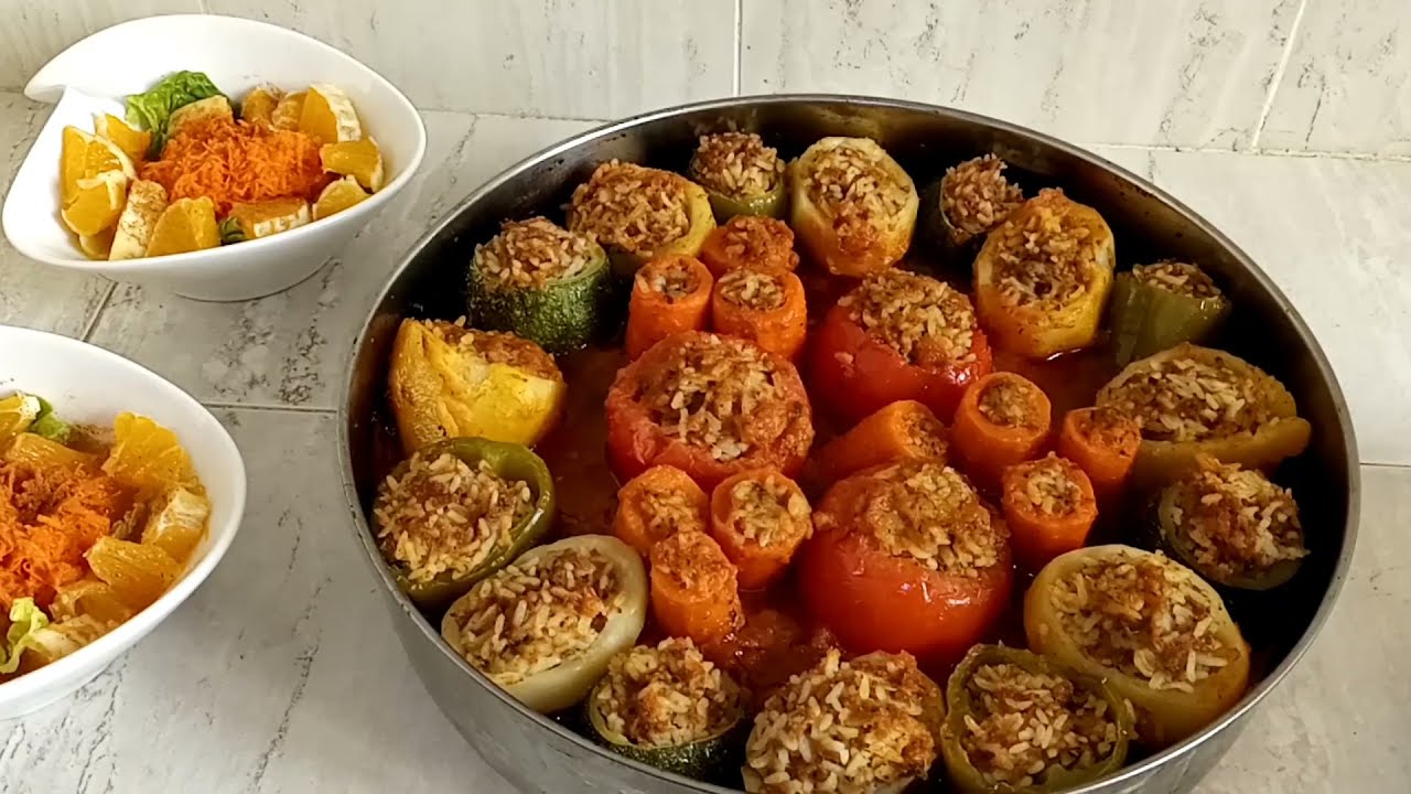 خضرة معمرة  بالكفتة والروز وسلطة ساهلة 👍👍