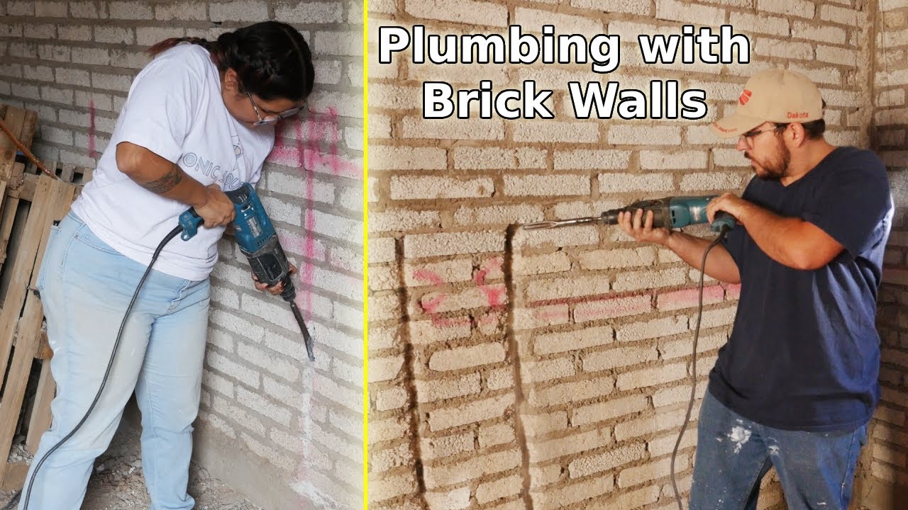 Preparing Brick Walls for Plumbing Installation - Mexico Concrete House Update