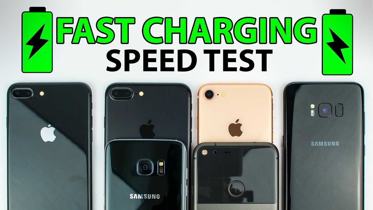 iPhone 8 vs S8 vs iPhone 7 vs S7 vs Pixel XL - FAST CHARGING SPEED TEST!