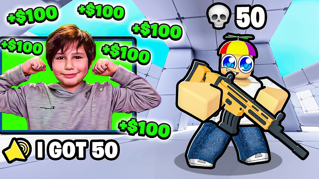 I Donated THE YOUNGEST PRO $100 for every Kill in Roblox Rivals...