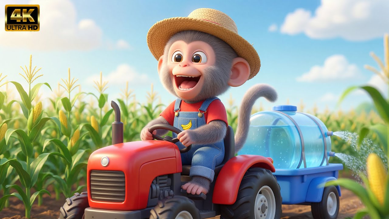A Calm Farm Day 🌤️ Monkey WCG Waters the Corn with His Tractor