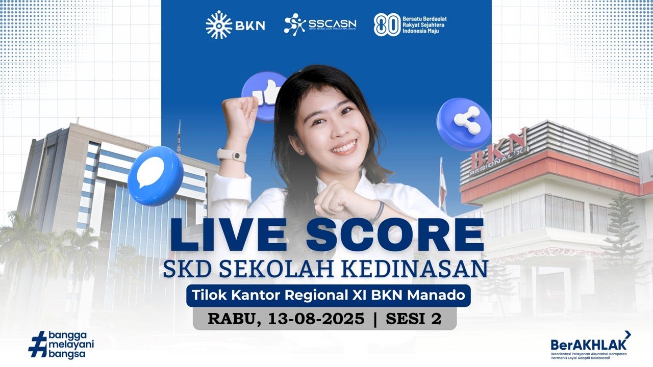 RABU, 13 AGUSTUS 2025 - SESI 2 - LIVESCORE SKD SEKDIN 2025 - TITIK LOKASI KANREG BKN XI