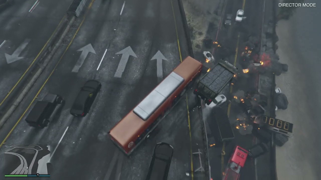 4 Minutes Of GTA5 NPCs Driving Off An Overpass