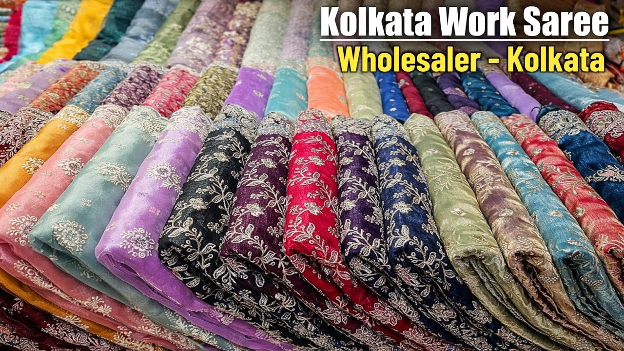 Kolkata Work Saree Manufacturer in Kolkata // Designer Handwork Fancy Saree - Barabazar Saree Market