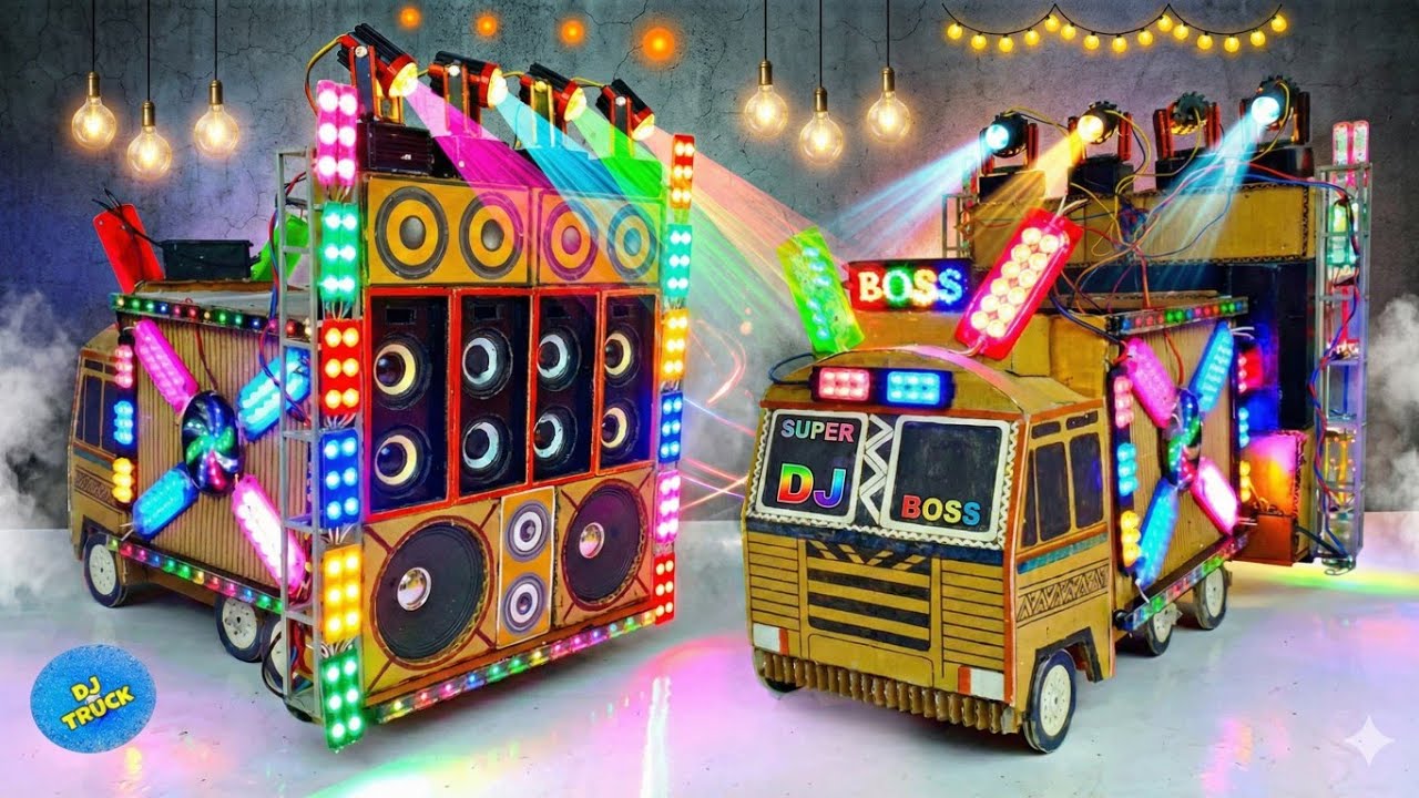 Mini DJ setup loading at home by cardboard making DJ truck /DJ wala DJ light DJ truck DJ sound