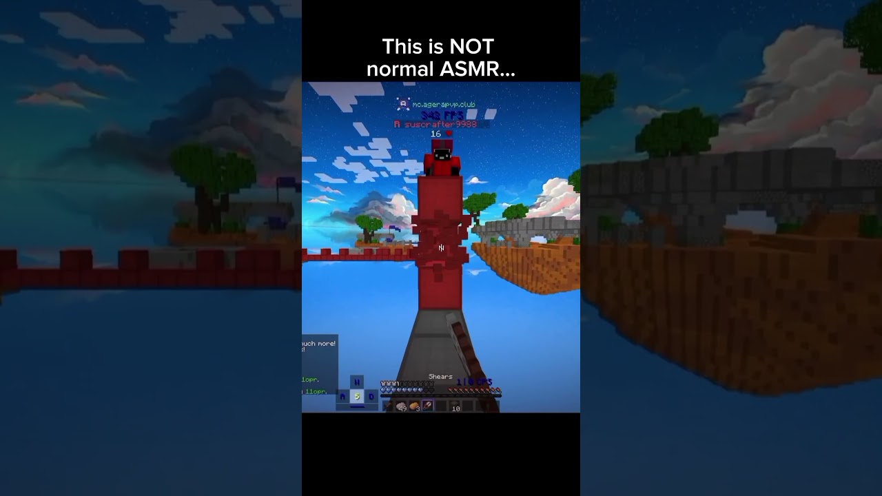 Minecraft ASMR #shorts #minecraft #asmr #minecraftasmr# bedwars #weirdasmr #fyp #memes #pvp