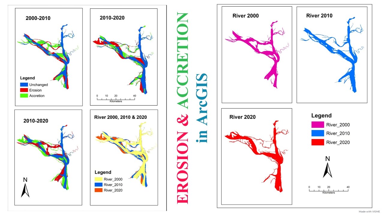 How to Calculate Erosion & Accretion of a River for different time period in ArcGIS