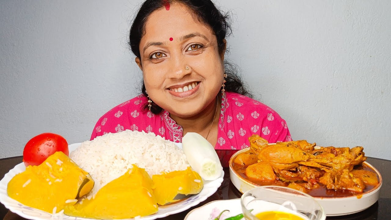 Eating Show II Bhat, Kumro Sheddho, Chicken Curry 🔥🔥