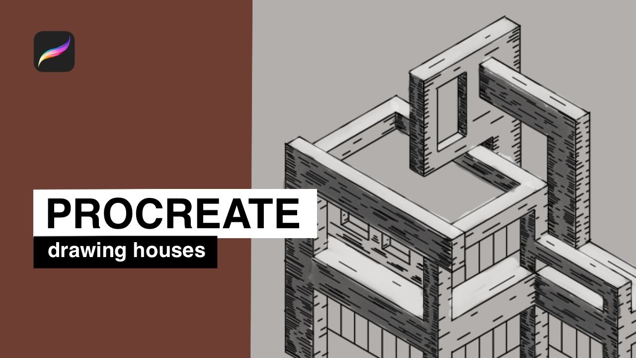 How to draw an ISOMETRIC BUILDING in procreate (beginner) - Digital Illustration