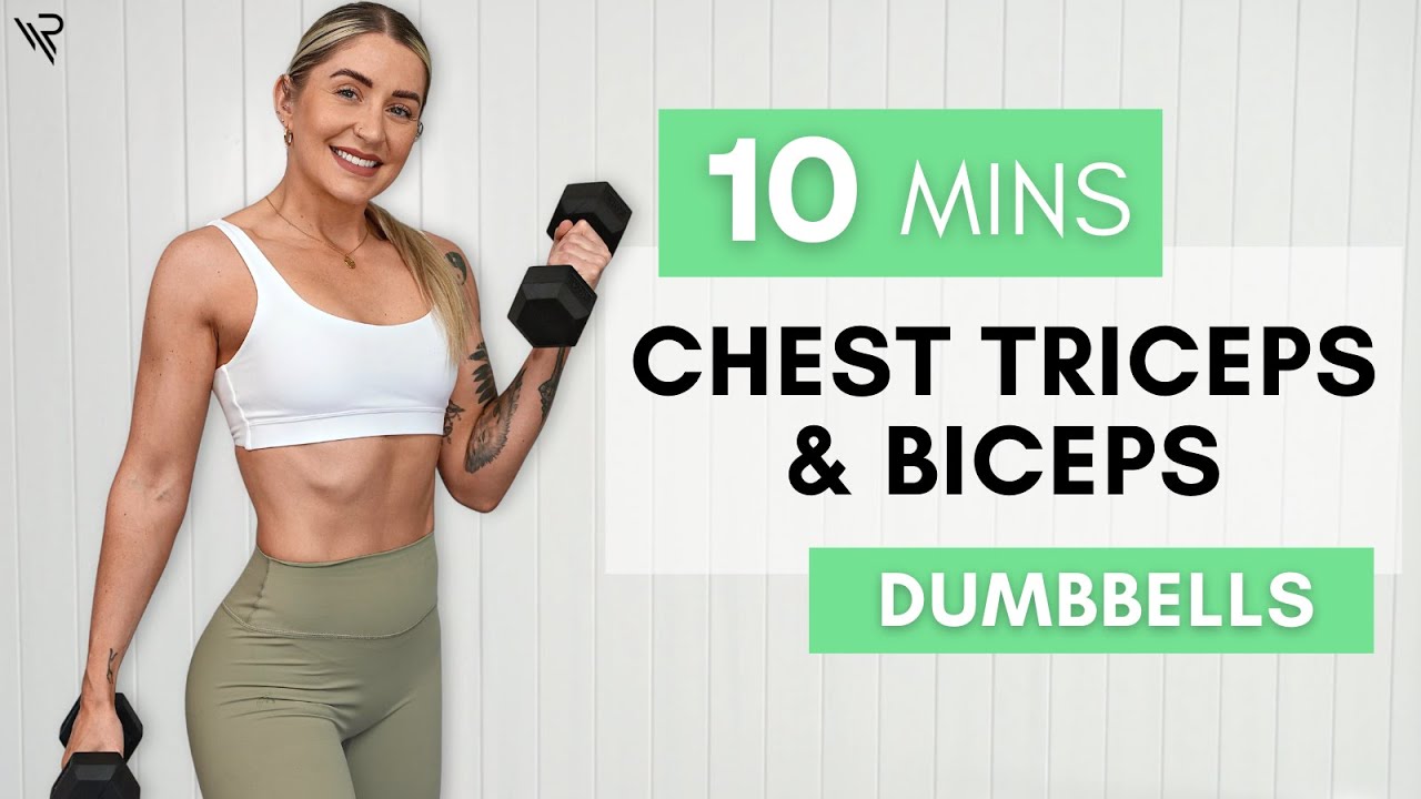 10 Minute Dumbbell Workout For Chest, Triceps, And Biceps (no Push-ups)