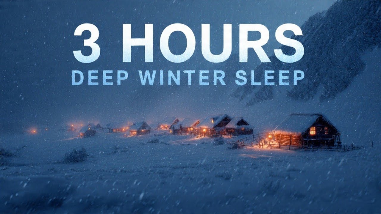 3 HOURS ❄️ Snowy Village Wind | Deep Winter Sleep Music • Meditation & Anxiety Relief