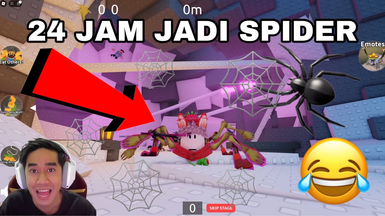 24 JAM JADI SPIDER 😂🕷 OBBY MELEKAT SANA SINI 🕸