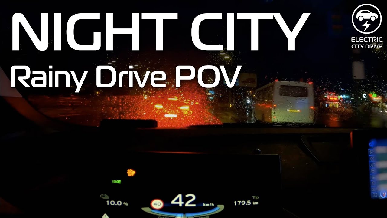 Rainy Kyiv Night Drive — Electric POV in the City Streets