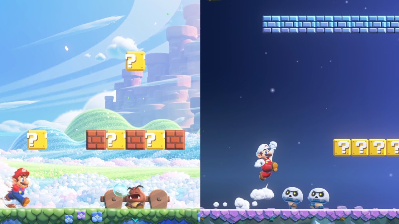 1-1 и 1-2 переделаны в Super Mario Bros Wonder!!