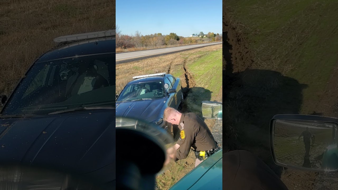 Semi Helps Trooper Trapped in Muddy Median || ViralHog