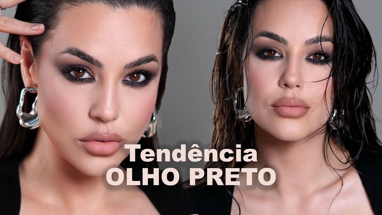 Como fazer o olho PRETO esfumado alongado!