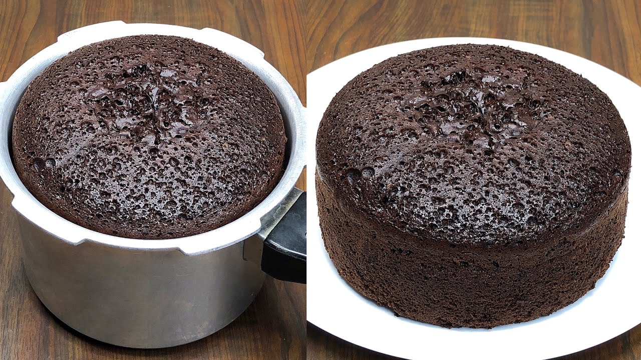 Chocolate Sponge Cake in Pressure Cooker | Basic Sponge Cake Recipe | Chocolate Cake Without Oven