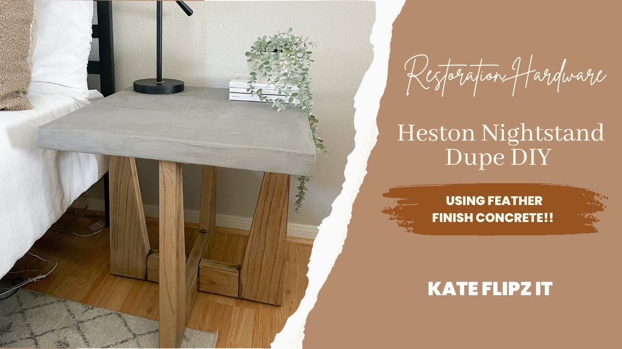 RESTORATION HARDWARE DUPE // $1150 Nightstand for $20 // RH Heston Dupe DIY Feather Finish Concrete