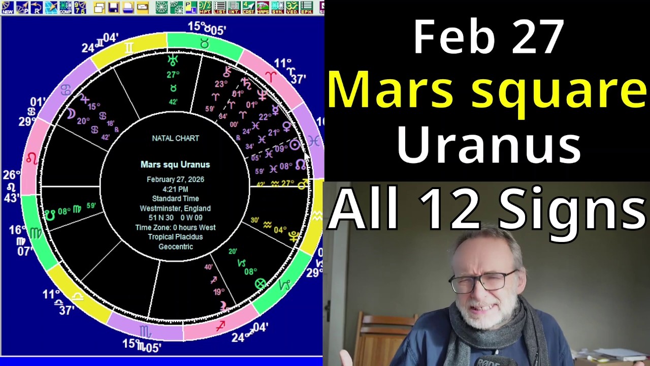 Friday Feb 27 2026: Astrology, ALL 12 SIGNS, Mars squ Uranus