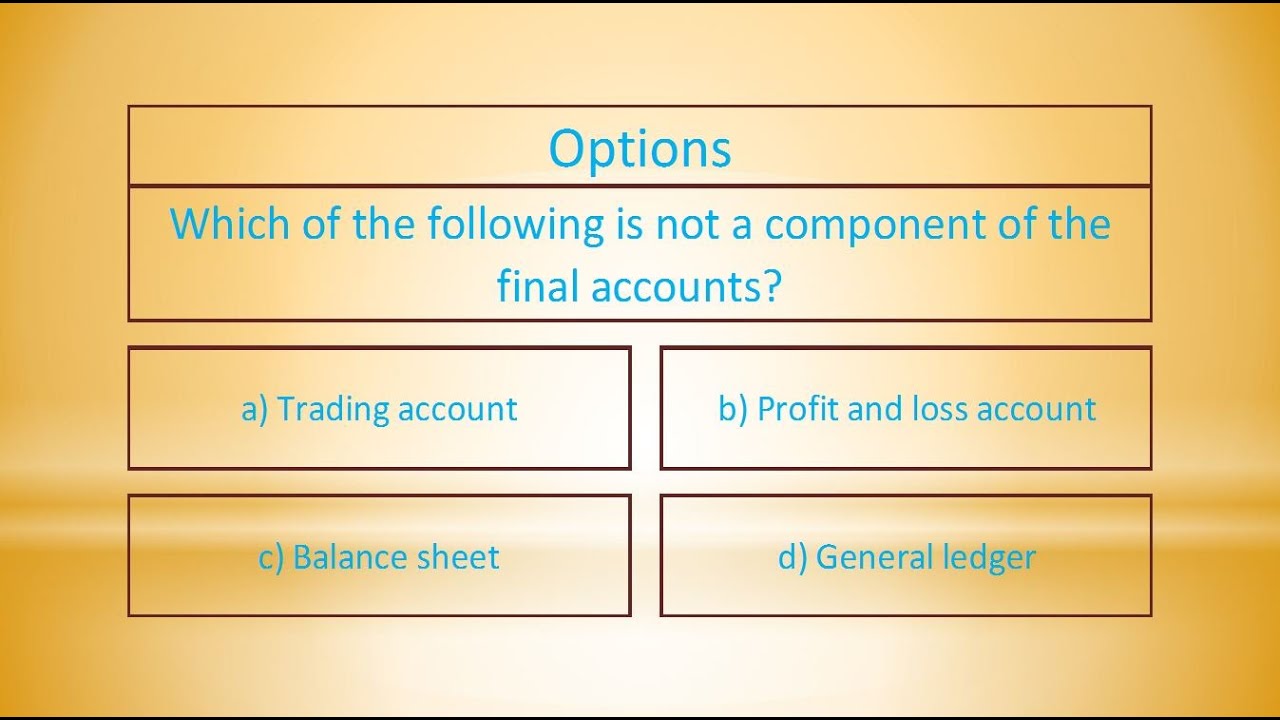Final accounts tutorial | MCQ Questions on Final Accounts | Accounting Quiz on Final Accounts.